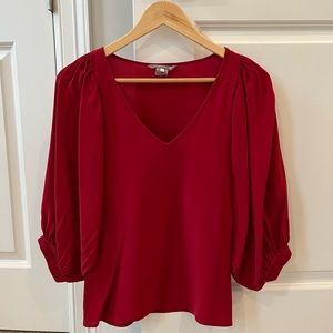 Tegan | Women’s Silk V-Neck Blouse - Red